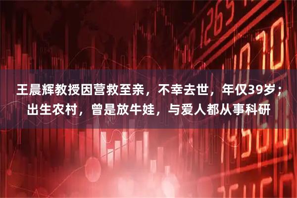 王晨辉教授因营救至亲，不幸去世，年仅39岁；出生农村，曾是放牛娃，与爱人都从事科研
